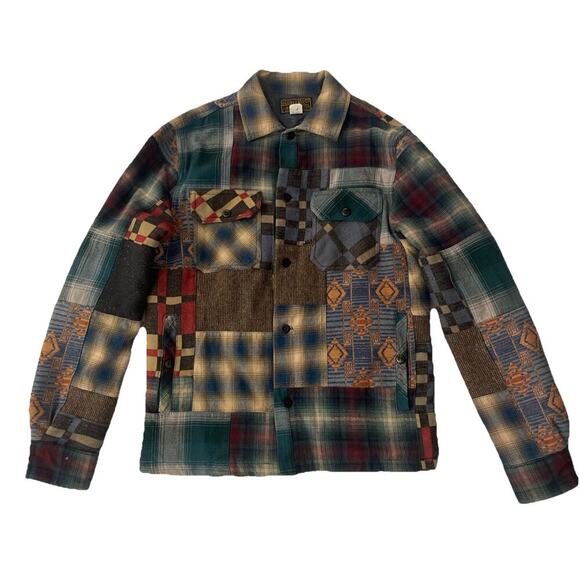 RRL Ralph Lauren Patchwork Overshirt Limited Edition Wool Jacket Men's XS Plaid - Picture 1 of 10